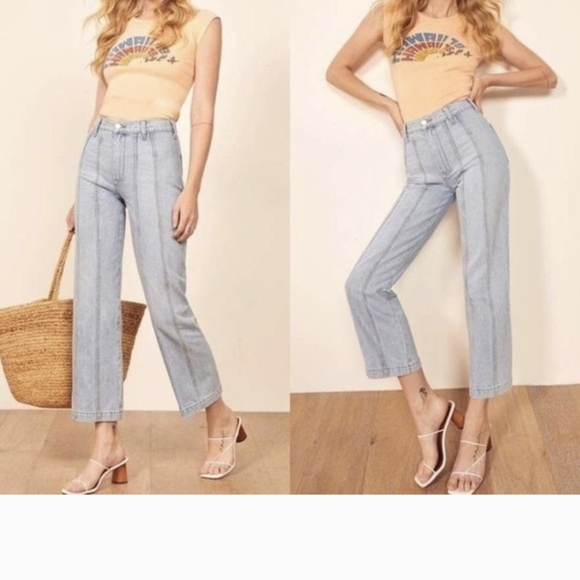 Reformation Denim - Reformation,River,Seamed Wide-Leg Pants,Size 25